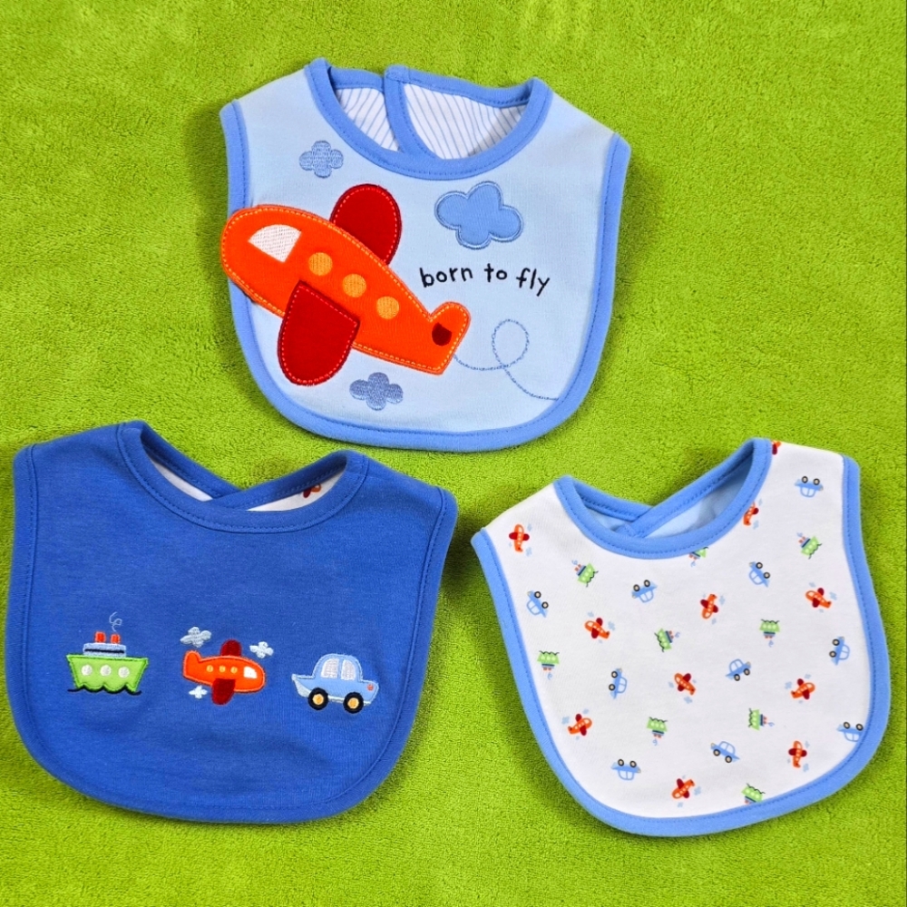 NWT 3 Baby BIBS Boys Airplane Boat Car Carter’s - JUST 1 U -Born to fly Set (Q5)